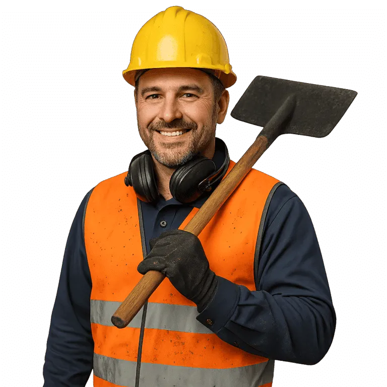 operaio asfaltatore sorridente