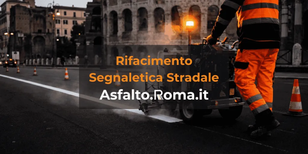 rifacimento segnaletica stradale orizzontale su strada di Roma