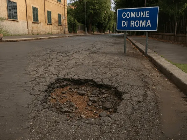 segnalazione strada dissestata nel comune di roma